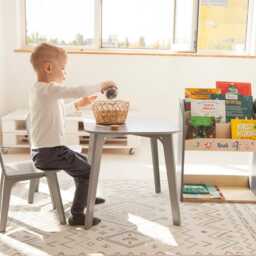 Plywood Kids Bookshelf, Table, & 2 Chairs Set, Montessori Playroom Furniture - thumbnail 2