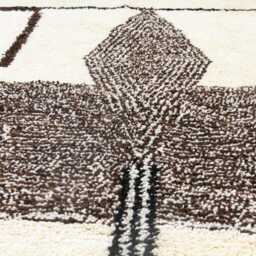 Handwoven Wool Moroccan Rug, Black & White Geometric Shag, Boho Carpet - thumbnail 4