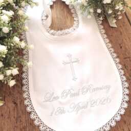 Baptizm Christening Blanket Shawl With Name, Cross, Designs For Boys Girls White Ivory Catholic Orthodox Many Also See Matching Bibs - thumbnail 3