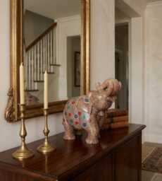 Green Marble Inlay Elephant - Handmade Stone Decor Figurine - thumbnail 1