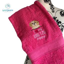 Shih Tzu Dog Towel - Personalised Face Cloth/Hand Bath Embroidered - thumbnail 3