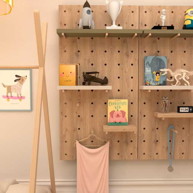 Wood Pegboard With Pegs, From Strong & Solid Ash Wood, Peg Board, Wood Shelf Organizer, Retail Shelves, Wall Mounted Shelving For Kids