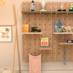 Wood Pegboard With Pegs, From Strong & Solid Ash Wood, Peg Board, Wood Shelf Organizer, Retail Shelves, Wall Mounted Shelving For Kids - thumbnail 1