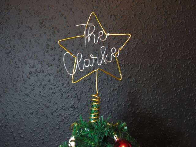 Wire Star Tree Topper For Christmas Personalised Family Name Star Wire Decorations Gifts - image 1