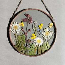 Pressed Flower Suncatcher Botanical Glass Wall Art With Copper Frame - thumbnail 2