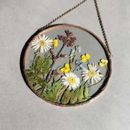 Pressed Flower Suncatcher Botanical Glass Wall Art With Copper Frame - thumbnail 3