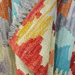 Traditional Runner Rug, Handmade Artisan Afghan Turkish Aztec Navajo Wool Kilim Rug 395x83 cm - thumbnail 3