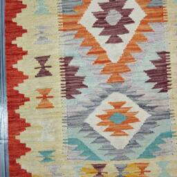 Traditional Runner Rug, Handmade Artisan Afghan Turkish Aztec Navajo Wool Kilim Rug 395x83 cm - thumbnail 4