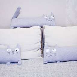 Long Cat Pillow Charcoal Grey Cotton Lumbar Cushion - thumbnail 3