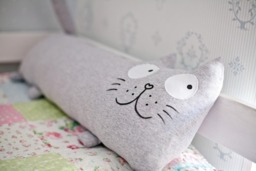 Long Cat Pillow Charcoal Grey Cotton Lumbar Cushion