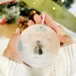 Personalised Christmas Bauble Pebble Hanging Decoration - Family Gift Merry & Bright - thumbnail 2