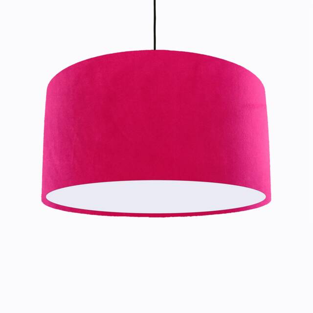 Cerise Pink Lampshade in Velvet With White Lining Large Ceiling Lightshade - image 1
