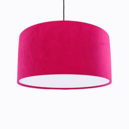 Cerise Pink Lampshade in Velvet With White Lining Large Ceiling Lightshade