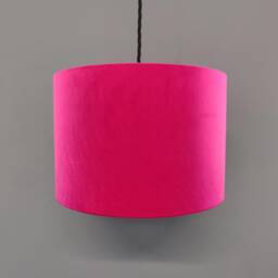 Cerise Pink Lampshade in Velvet With White Lining Large Ceiling Lightshade - thumbnail 2