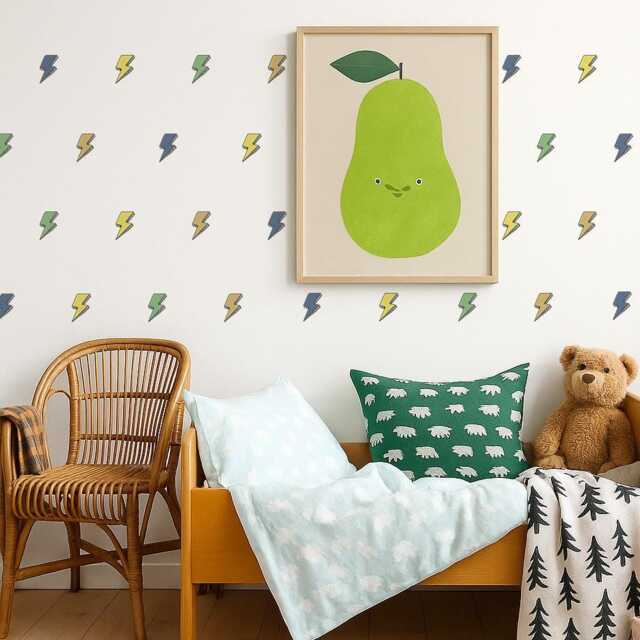 Lightning Bolt Wall Stickers For Kids' Bedroom, Nursery, Playroom - PVC-Free, No Odour Repositionable Peel & Stick Fabric Decal - image 1