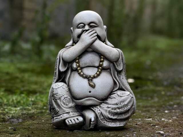 Laughing Buddha Statue Hear No Evil Design Decor Garden Meditation Figurine Sitting Ornament Zen Outdoor Sculpture Japanese Gift - image 1