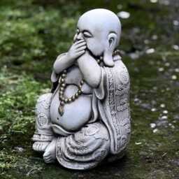 Laughing Buddha Statue Hear No Evil Design Decor Garden Meditation Figurine Sitting Ornament Zen Outdoor Sculpture Japanese Gift - thumbnail 2
