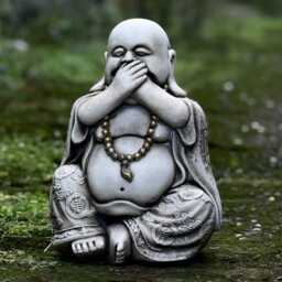 Laughing Buddha Statue Hear No Evil Design Decor Garden Meditation Figurine Sitting Ornament Zen Outdoor Sculpture Japanese Gift - thumbnail 3