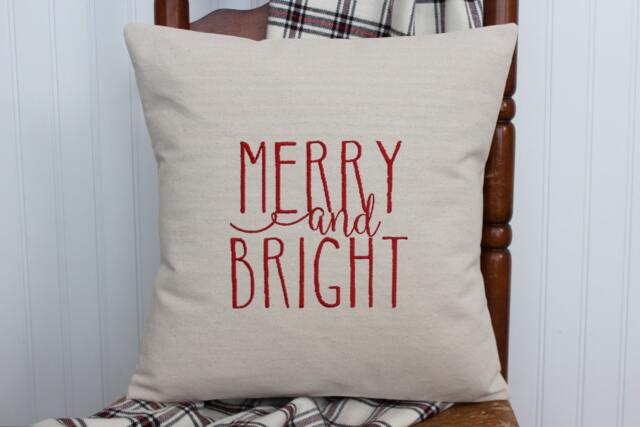 Merry & Bright Pillow Cover - Country Christmas Rae Dunn Decor - image 1