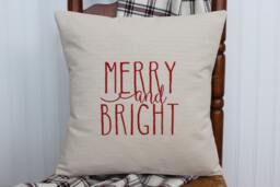 Merry & Bright Pillow Cover - Country Christmas Rae Dunn Decor - thumbnail 1