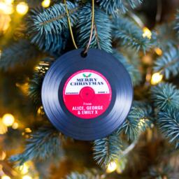 Personalised Vinyl Record Christmas Tree Decoration, Bauble, Lover Gift, Gift For Music
