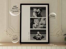 Personalised Fathers Day Gift Custom Photo Collage Print First Card Present For Dads From Kids Black & White Photos - thumbnail 1