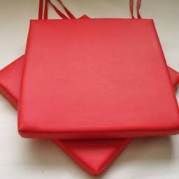 "2 Red Faux Leather Square Dining Garden Chair Cushions Seat Pads 14"" To 20" - thumbnail 2