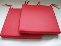 "2 Red Faux Leather Square Dining Garden Chair Cushions Seat Pads 14"" To 20" - thumbnail 1