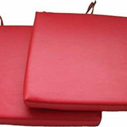 "2 Red Faux Leather Square Dining Garden Chair Cushions Seat Pads 14"" To 20" - thumbnail 3