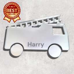 Fire Engine Acrylic Mirror Wall Art Personalized Engraving