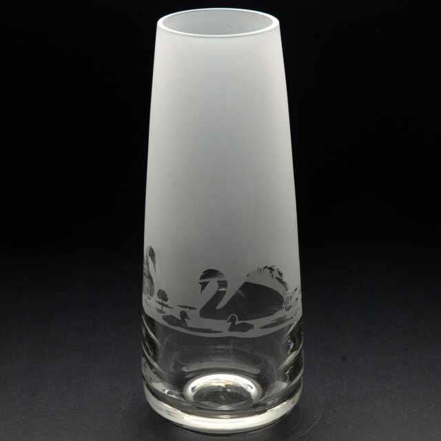 Swan Glass Bud Vase - Etched Engraved Glassware Home & Bar Decor - image 1