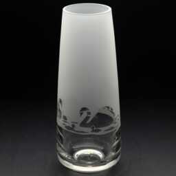 Swan Glass Bud Vase - Etched Engraved Glassware Home & Bar Decor - thumbnail 1