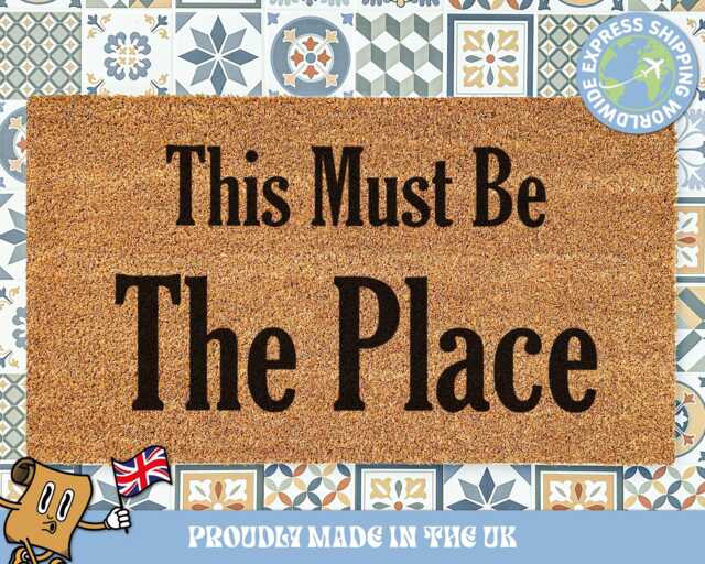 Welcome Quote Rug This Must Be The Place, Housewarming Gift, Home Decor Doormat Cute, Gifts For Her, Him, Porch - image 1