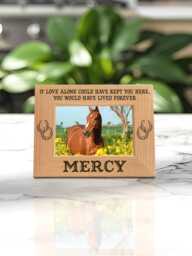 If Love Alone Horse Memorial Frame, Rustic Wood Equine Photo Gift, Custom Engraved Horseshoe Plaque - thumbnail 1