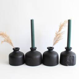 Minimalist Wood Vase Set, Taupe Bud Vase, Small Driftwood Decorative Ikebana - thumbnail 2