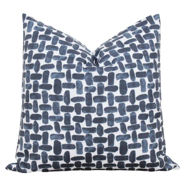 Navy Blue & White Watercolor Pillow Cover - Swiss Cross Outdoor Cushion Colin - image 1