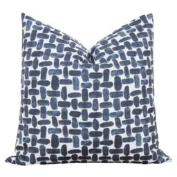Navy Blue & White Watercolor Pillow Cover - Swiss Cross Outdoor Cushion Colin - thumbnail 1