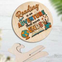 Adventure Wall Decor For Teachers, Reading Classroom Sign, Library Or School Corner Wooden Decor, Book - thumbnail 3