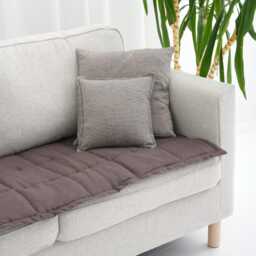 Linen Couch Protector For Pets & Kids, Quilted Sofa Seat Cover, Two-Sided Slipcover, Minimalist Topper - thumbnail 3