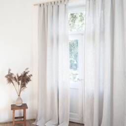 Gray Striped Linen Curtain Panel, Tab Top Stonewashed Drapes - thumbnail 2