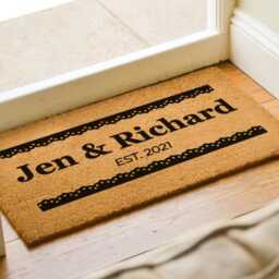Custom Engagement Doormat - New Couple Custom Name Mat Personalized Porch Decor Wedding Gift Newlywed - thumbnail 2