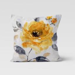 Yellow Grey Cushion Cover-Spring Pillow Case-Modern Decorative Case-Flower Cover-Gift For Her Cushion-Handmade Material - thumbnail 3