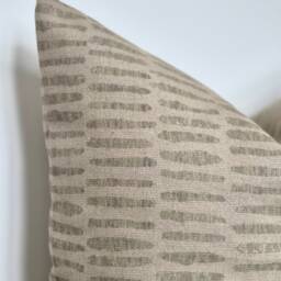 Linen Cushion Cover, Artisan Green Print Art Of The Loom Linen, Decorative Farmhouse Scatter - thumbnail 2