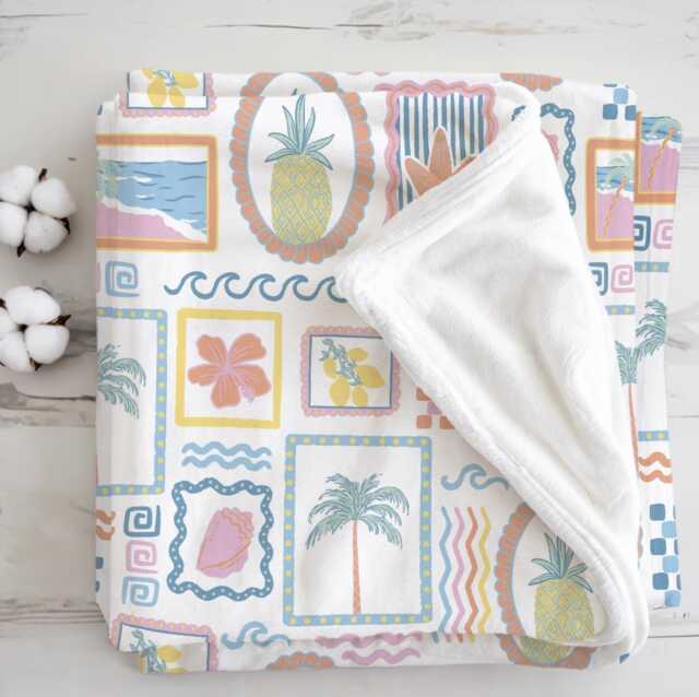 Frames - Summer, Sherpa Fleece Blanket, Decor, Kids Bedding, Blankets, Children's, Seaside Frames, Beach Warmth, Blanket - image 1