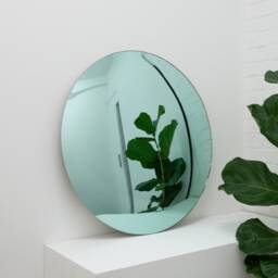Orbis??? Convex Green Tinted Contemporary Frameless Mirror With Brass Clips - thumbnail 3