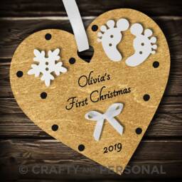 Personalised Baby's 1st First Christmas Bauble Wooden Heart Tree Ornament Or Magnet Gift For Boy Girl - thumbnail 4