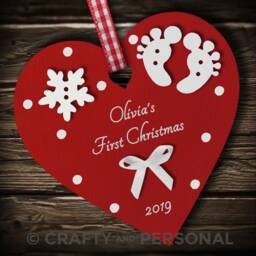 Personalised Baby's 1st First Christmas Bauble Wooden Heart Tree Ornament Or Magnet Gift For Boy Girl - thumbnail 3