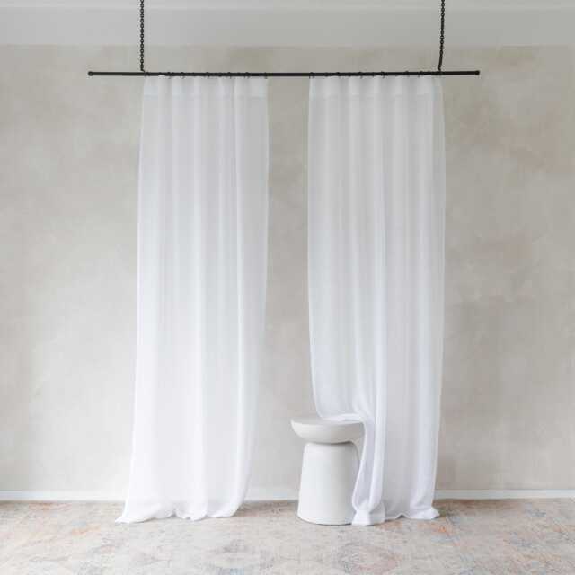 Handmade Sheer White Linen Curtains, S Fold Style - image 1