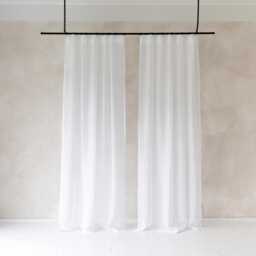 Handmade Sheer White Linen Curtains, S Fold Style - thumbnail 3