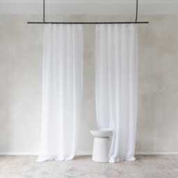 Handmade Sheer White Linen Curtains, S Fold Style - thumbnail 1
